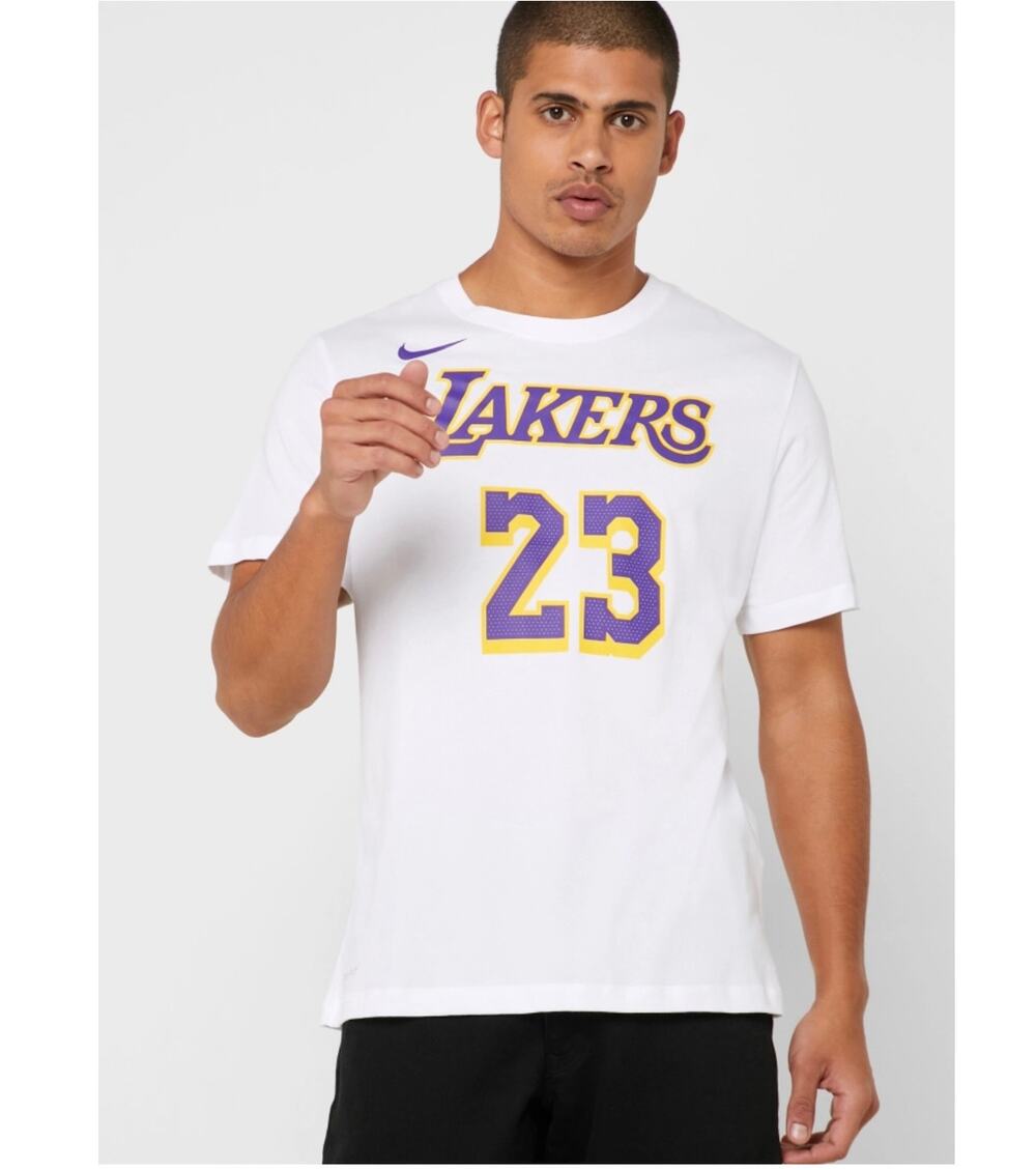 NIKE Los Angeles Lakers LeBron James 23 Dri-FIT T-Shirt White Medium